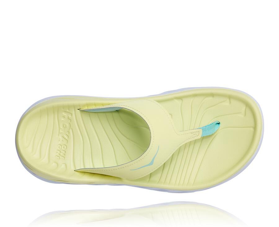 Hoka Australia One One ORA Recovery Flip - Womens Sandals Yellow/White - HSRJX-9604